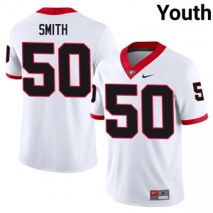 UGA Bulldogs Cortez Smith #50 White Youth NCAA Jersey | Genuine Embroidery Football Uniform 38278590