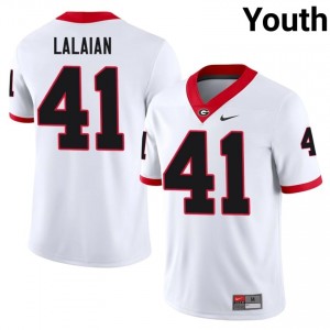 UGA Bulldogs David Lalaian #41 White Youth NCAA Jersey | Pro-Grade Stitched Football Uniform 23270309