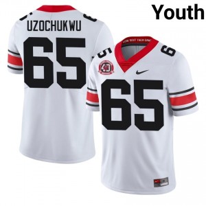 Dennis Uzochukwu #65 White Youth Stitch 1980 National Champions 40th Anniversary Jersey | Pro Cut UGA Bulldogs High School Football Gear 19781057