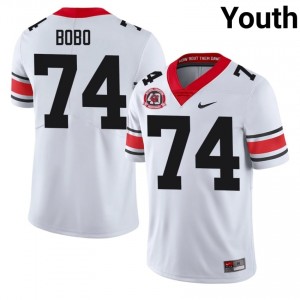 Drew Bobo #74 White Youth Sewn 1980 National Champions 40th Anniversary Jersey | Premium Georgia Bulldogs High School Football Gear 94405509