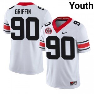 Elijah Griffin #90 White Youth Embroidery 1980 National Champions 40th Anniversary Jersey | Elite UGA Bulldogs High School Football Gear 75929731