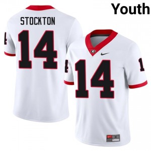 UGA Bulldogs Gunner Stockton #14 White Youth NCAA Jersey | Officially Licensed Sewn Football Uniform 41023490