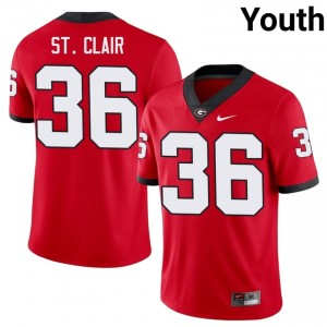 Jackson St. Clair #36 Red Youth Embroidery Jersey | Pro-Grade UGA College Football Gear 22269357