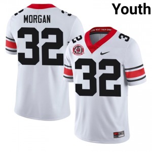 Jaylan Morgan #32 White Youth Stitched 1980 National Champions 40th Anniversary Jersey | Moisture Wicking UGA Bulldogs High School Football Gear 85713759
