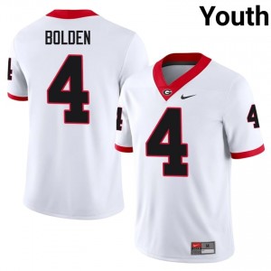 UGA Bulldogs KJ Bolden #4 White Youth NCAA Jersey | Licensed Sewn Football Uniform 67548886