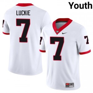 UGA Lawson Luckie #7 White Youth NCAA Jersey | Essential Embroidery Football Uniform 42569552