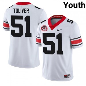 Malachi Toliver #51 White Youth Stitched 1980 National Champions 40th Anniversary Jersey | Officially Licensed Dawgs High School Football Gear 56831530