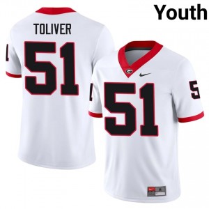 UGA Malachi Toliver #51 White Youth NCAA Jersey | Stitch Football Uniform 21430396