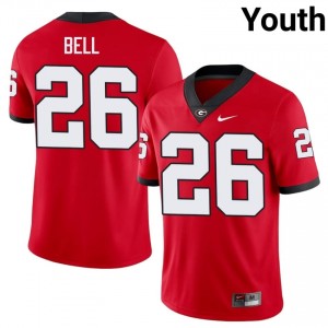 Micah Bell #26 Red Youth Embroidery Jersey | Durable UGA Bulldogs College Football Gear 94903833