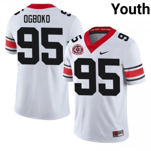 Nnamdi Ogboko #95 White Youth Stitch 1980 National Champions 40th Anniversary Jersey | Georgia Bulldogs High School Football Gear 98481641