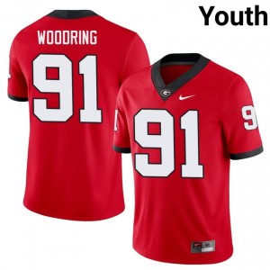 Peyton Woodring #91 Red Youth Stitched Jersey | Pro-Grade Georgia College Football Gear 50621687