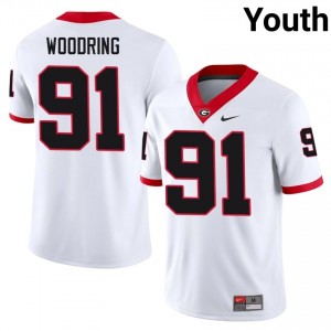 Dawgs Peyton Woodring #91 White Youth NCAA Jersey | Genuine Embroidery Football Uniform 30182417