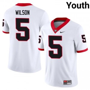 UGA Bulldogs Raylen Wilson #5 White Youth NCAA Jersey | Classic Stitched Football Uniform 55052206