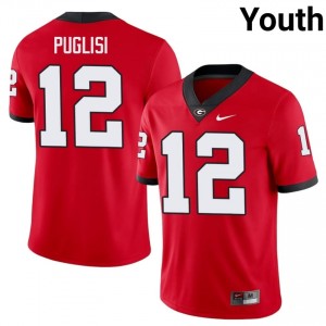 Ryan Puglisi #12 Red Youth Sewn Jersey | Elite UGA Bulldogs College Football Gear 93510407
