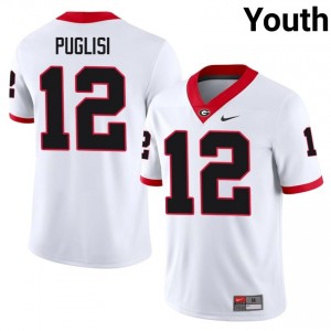 Georgia Bulldogs Ryan Puglisi #12 White Youth NCAA Jersey | Licensed Embroidery Football Uniform 51181713