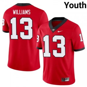 Tyler J. Williams #13 Red Youth Embroidery Jersey | Classic Dawgs College Football Gear 91280661