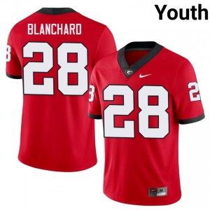 Walter Blanchard #28 Red Youth Stitched Jersey | Georgia Bulldogs College Football Gear 90216854