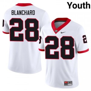 UGA Bulldogs Walter Blanchard #28 White Youth NCAA Jersey | Fresh Stitch Football Uniform 48878548