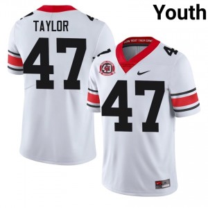 Will Taylor #47 White Youth Sewn 1980 National Champions 40th Anniversary Jersey | Officially Licensed UGA Bulldogs High School Football Gear 31043386