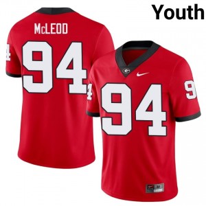 Xzavier McLeod #94 Red Youth Embroidery Jersey | Fresh Georgia College Football Gear 65033549