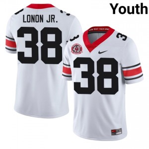 AJ Lonon Jr. #38 White Youth Embroidery 1980 National Champions 40th Anniversary Jersey | Durable Dawgs High School Football Gear 36356069