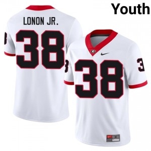 UGA AJ Lonon Jr. #38 White Youth NCAA Jersey | Classic Embroidery Football Uniform 76989089