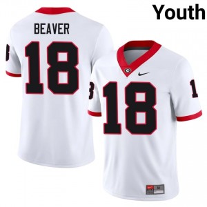 UGA Bryson Beaver #18 White Youth NCAA Jersey | Pro-Grade Embroidery Football Uniform 80837703