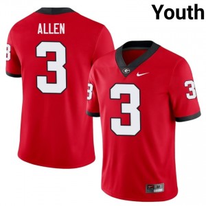 CJ Allen #3 Red Youth Embroidery Jersey | Durable UGA Bulldogs College Football Gear 22907834