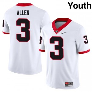 UGA CJ Allen #3 White Youth NCAA Jersey | Iconic Stitched Football Uniform 98207958