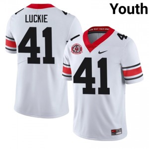 Carter Luckie #41 White Youth Stitched 1980 National Champions 40th Anniversary Jersey | Exclusive Georgia Bulldogs High School Football Gear 60333653