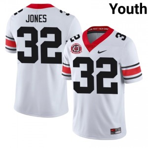 Cash Jones #32 White Youth Stitched 1980 National Champions 40th Anniversary Jersey | Iconic Georgia Bulldogs High School Football Gear 55596968