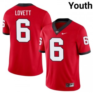 Dominic Lovett #6 Red Youth Embroidery Jersey | Limited Georgia Bulldogs College Football Gear 35766318