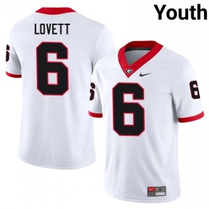 UGA Bulldogs Dominic Lovett #6 White Youth NCAA Jersey | Elite Thread Stitched Football Uniform 25770975