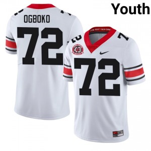 Ekene Ogboko #72 White Youth Stitch 1980 National Champions 40th Anniversary Jersey | Genuine Georgia Bulldogs High School Football Gear 22032170