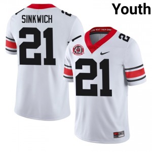 Frank Sinkwich #21 White Youth Stitched 1980 National Champions 40th Anniversary Jersey | Elite Thread UGA Bulldogs High School Football Gear 26383874