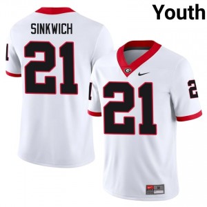 Dawgs Frank Sinkwich #21 White Youth NCAA Jersey | Authentic Sewn Football Uniform 42524121