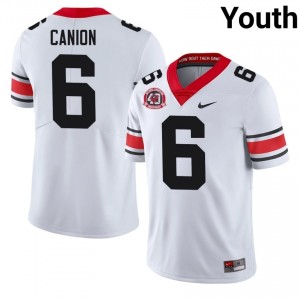 Isiah Canion #6 White Youth Sewn 1980 National Champions 40th Anniversary Jersey | Exclusive Georgia Bulldogs High School Football Gear 30418243