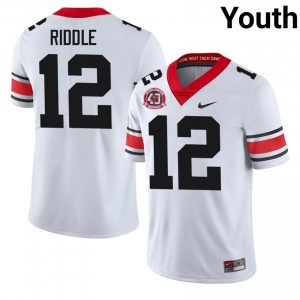 Ja'Marley Riddle #12 White Youth Embroidery 1980 National Champions 40th Anniversary Jersey | Pro-Grade Georgia Bulldogs High School Football Gear 82239240