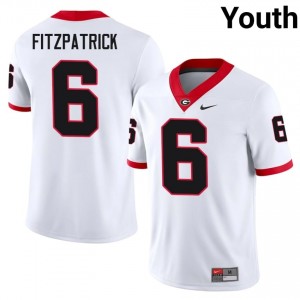 UGA Justice Fitzpatrick #6 White Youth NCAA Jersey | Durable Sewn Football Uniform 85625837