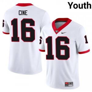 Georgia Bulldogs Lewis Cine #16 White Youth NCAA Jersey | Moisture Wicking Sewn Football Uniform 93706764
