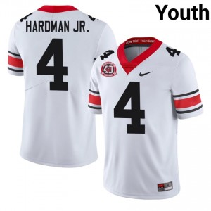 Mecole Hardman Jr. #4 White Youth Stitched 1980 National Champions 40th Anniversary Jersey | Licensed Georgia Bulldogs High School Football Gear 51238706