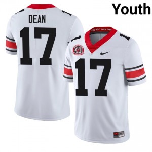 Nakobe Dean #17 White Youth Stitch 1980 National Champions 40th Anniversary Jersey | Moisture Wicking Georgia Bulldogs High School Football Gear 59819189