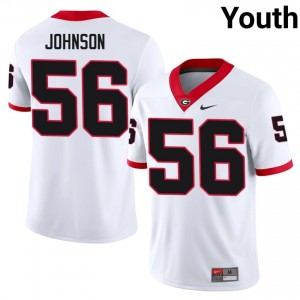 Georgia Bulldogs Nasir Johnson #56 White Youth NCAA Jersey | Premium Swen Football Uniform 95308507