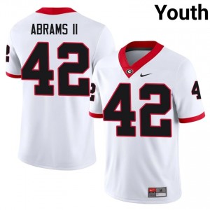 Georgia Bulldogs Nick Abrams II #42 White Youth NCAA Jersey | Elite Thread Stitch Football Uniform 19340597