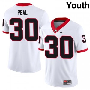 Georgia Bulldogs Nick Peal #30 White Youth NCAA Jersey | Durable Swen Football Uniform 20483014