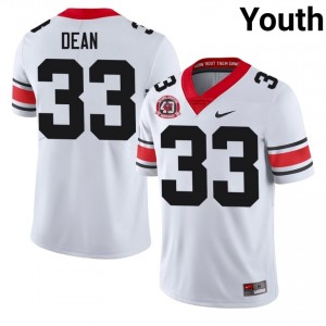PJ Dean #33 White Youth Embroidery 1980 National Champions 40th Anniversary Jersey | Moisture Wicking Dawgs High School Football Gear 80251752