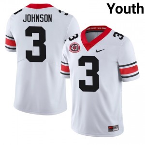 Quintavius Johnson #3 White Youth Stitched 1980 National Champions 40th Anniversary Jersey | UGA Bulldogs High School Football Gear 52365317
