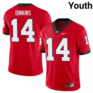 Rasean Dinkins #14 Red Youth Sewn Jersey | Georgia Bulldogs College Football Gear 31657922