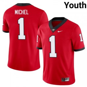 Sony Michel #1 Red Youth Embroidery Jersey | Pro-Grade UGA College Football Gear 22861209