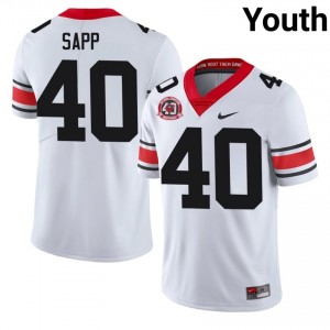 Theron Sapp #40 White Youth Stitch 1980 National Champions 40th Anniversary Jersey | Officially Licensed UGA Bulldogs High School Football Gear 30045492